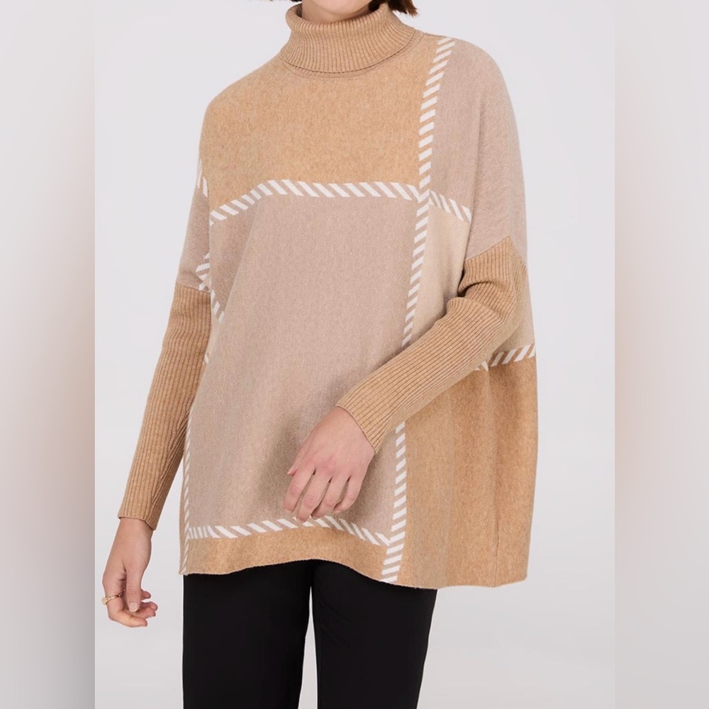 Turtleneck Poncho Women's Sweater